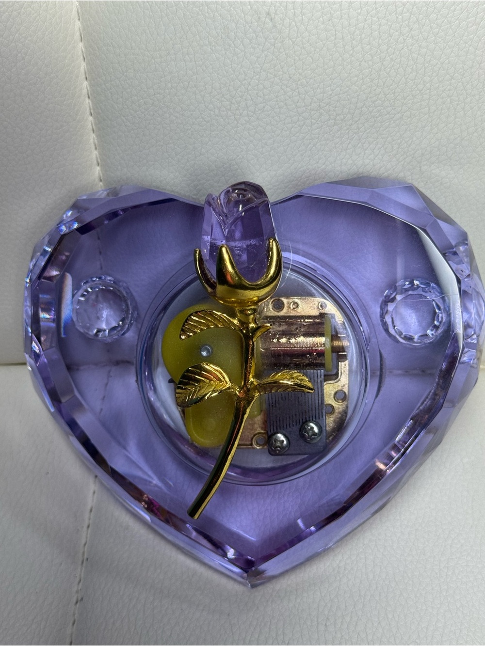 Gold Tulip Brooch on Lavender Heart Accent